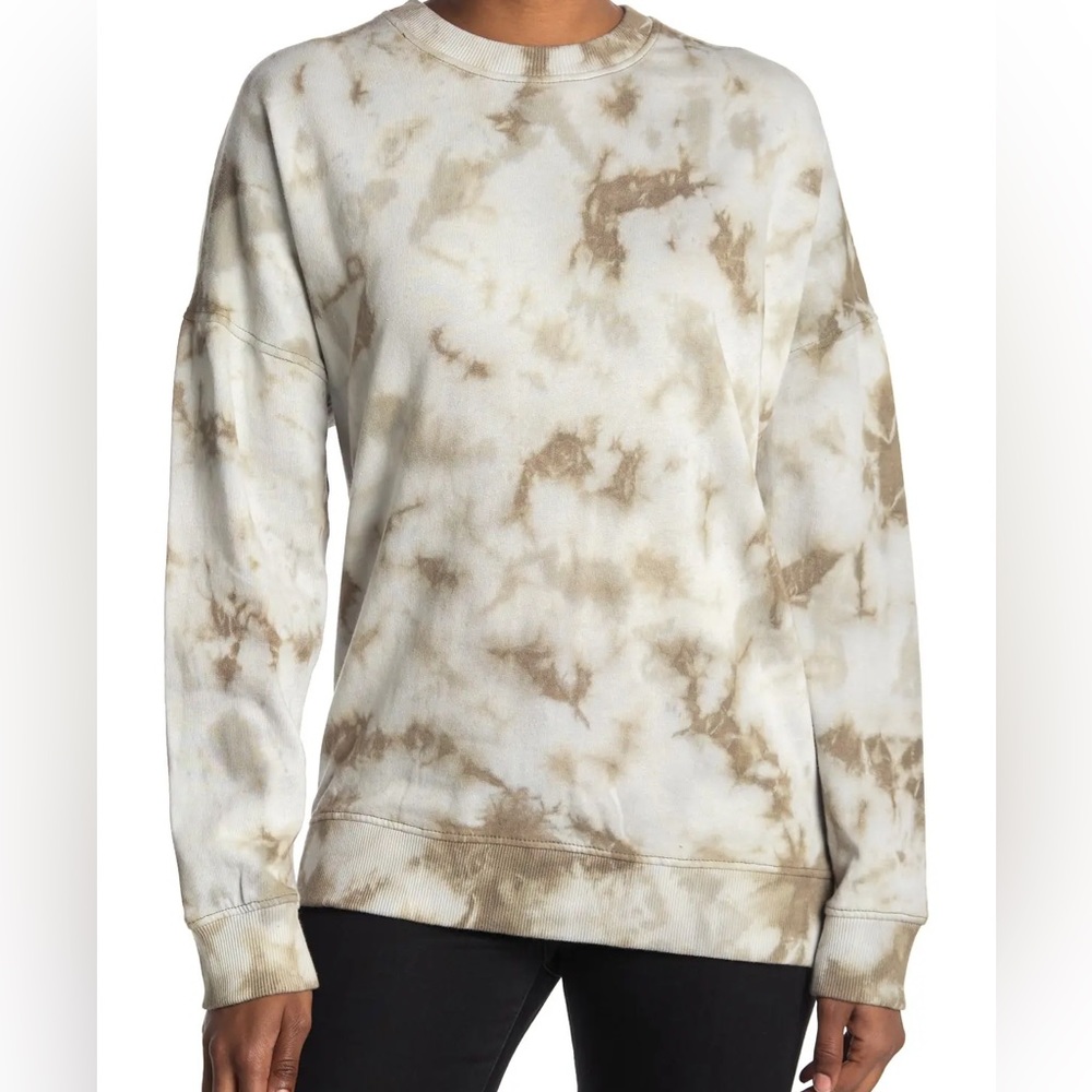 NWT Threads 4 Thoughts CATHY TIE-DYE CREW NECK BOYFRIEND PULLOVER IN GREEN